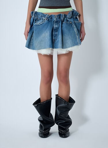 Scrunched Denim Mini Skirt August Barron Scrunched Denim Mini Skirt Blue all0262007