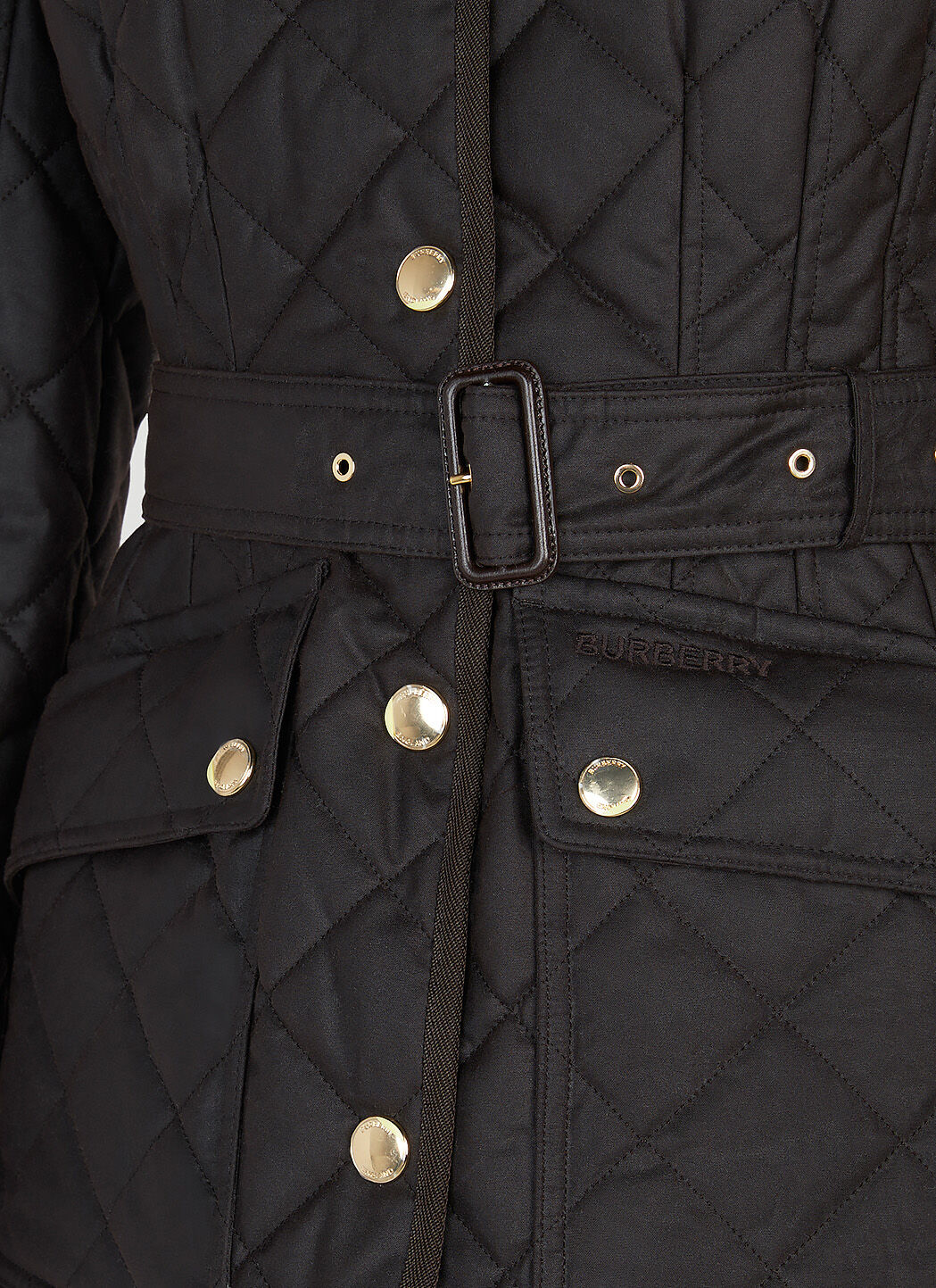 Burberry women's quilted button trench jacket black hotsell