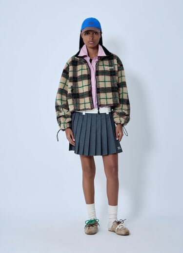 Teddy Check Coat Miu Miu Teddy Check Coat Brown miu0263006