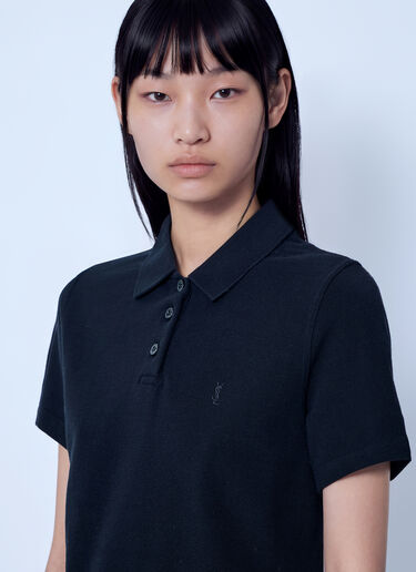 LN-CC® - Saint Laurent: Cassandre Cropped Polo Shirt - Black Saint Laurent Cassandre Cropped Polo Shirt Black sla0265002