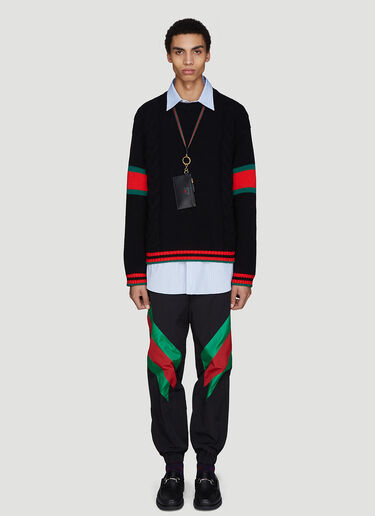 Gucci Oversized Cable Knit Sweater Black guc0135081
