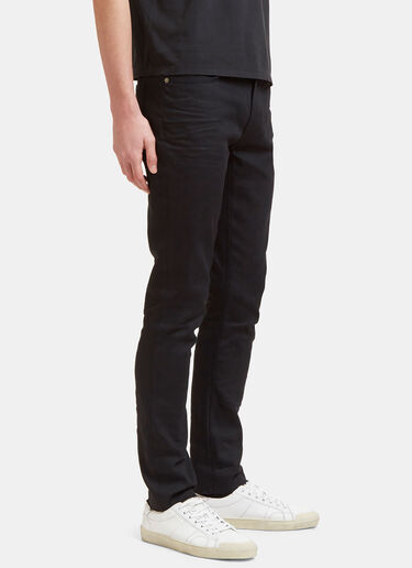 Saint Laurent 5 Pocket Raw-Edge Skinny Jeans Black sla0128043