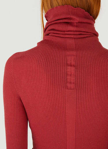 Rick Owens Turtleneck Ribbed-Knit Top Red ric0245027