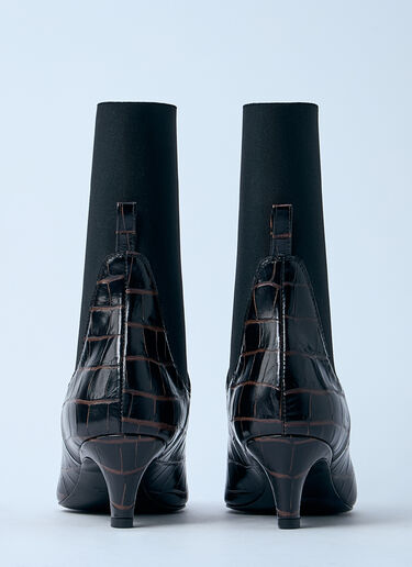 TOTEME Croc-Embossed Leather Boots Brown tot0261009