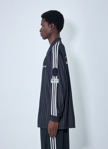Y-3 Pinstripe Long Sleeve Polo Shirt Black yyy0364042