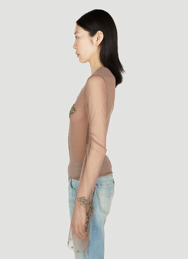 Blumarine Embellished Cross Top Brown blm0252017