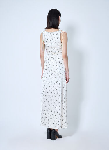 GANNI Printed Gathered Maxi Dress White gan0260009