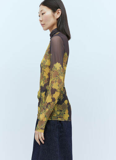 Dries Van Noten Mesh High Neck Top Yellow dvn0254019