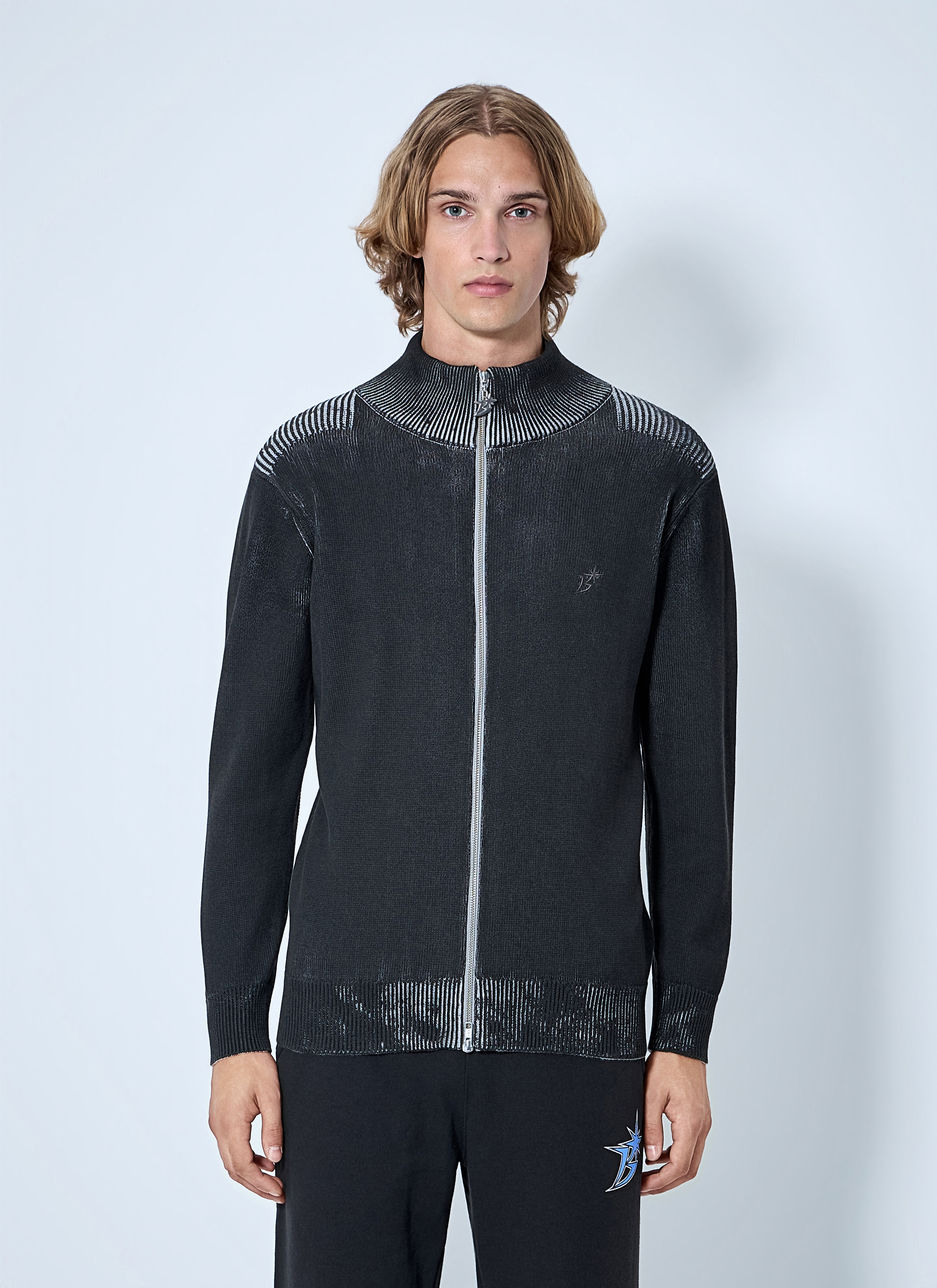 hide × glamb Rocket Dive Knit L Bott Men's' Zip-Up Drivers Knit Cardigan in Grey | LN-CC®