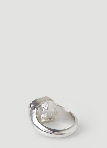 D'heygere Crystal Embellished Signet Ring Silver hey0350001
