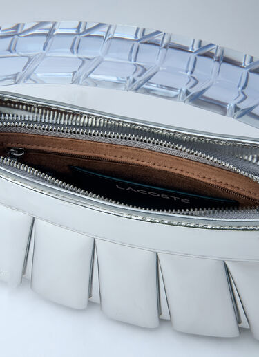 LN-CC® - Lacoste: Runway H Lenglen Mirror Effect Leather Bag - Silver Lacoste Runway H Lenglen Mirror Effect Leather Bag Silver lac0266007