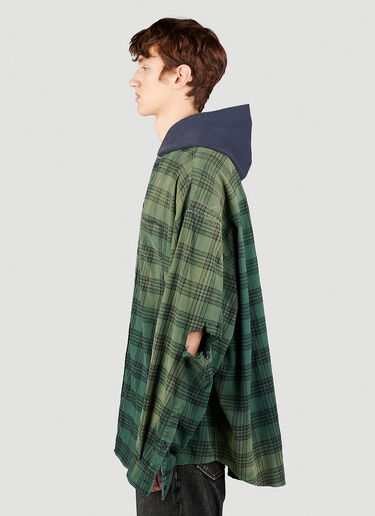 Balenciaga 후드 디스트레스트 플란넨 셔츠 그린 bal0153019