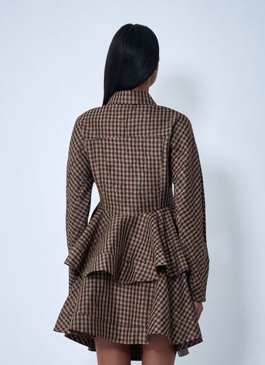 GANNI Crinkle Peplum Shirt Brown gan0263011