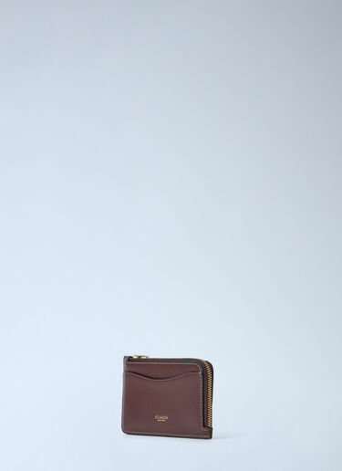 Coach Leather New York Zip Card Case Brown coa0265015