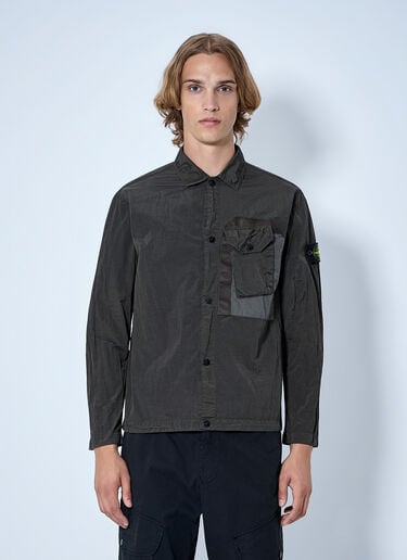 LN-CC® - Stone Island: Technical Overshirt with Patch Pocket - Grey Stone Island Technical Overshirt with Patch Pocket Grey sto0165001