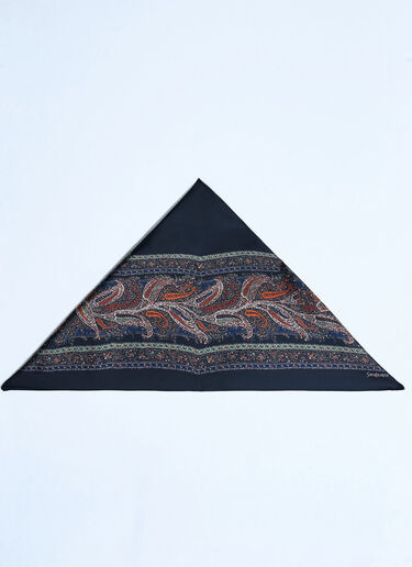 Saint Laurent Paisley Silk Square Scarf Blue sla0259046