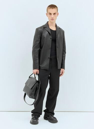 The Row Brodie Leather Blazer Black row0158003