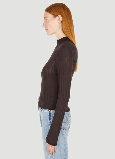 Eckhaus Latta Shrunk High Neck Knit Top Brown eck0251002