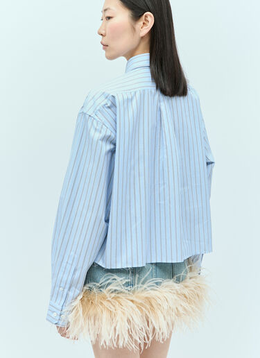 Miu Miu Cropped Striped Shirt Blue miu0256001