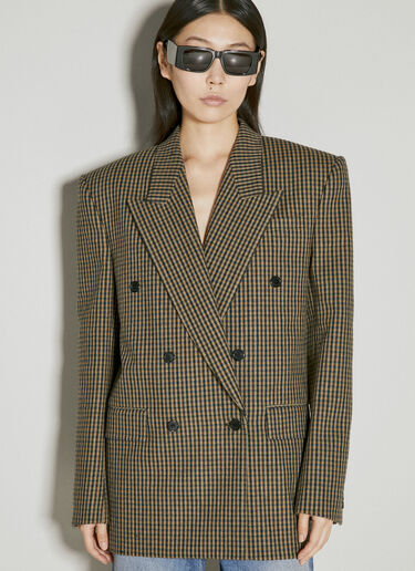 Saint Laurent Oversized Vichy Wool Blazer Brown sla0254017