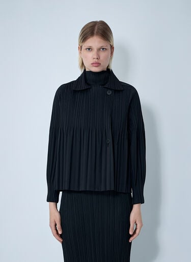 Pleats Please Issey Miyake Pleated Smooth Coat Black plp0260014