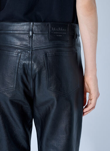 LN-CC® - Max Mara: Leather Straight-Leg Trousers - Black Max Mara Leather Straight-Leg Trousers Black max0265216