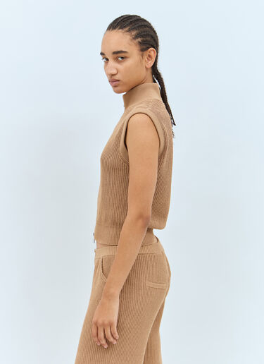 Aries Knit Zip-Up Vest Aya Muse Aries Knit Zip-Up Vest Brown aym0257006