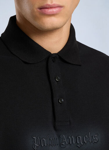 Palm Angels Logo Spray Regular Polo Shirt Black pma0166297