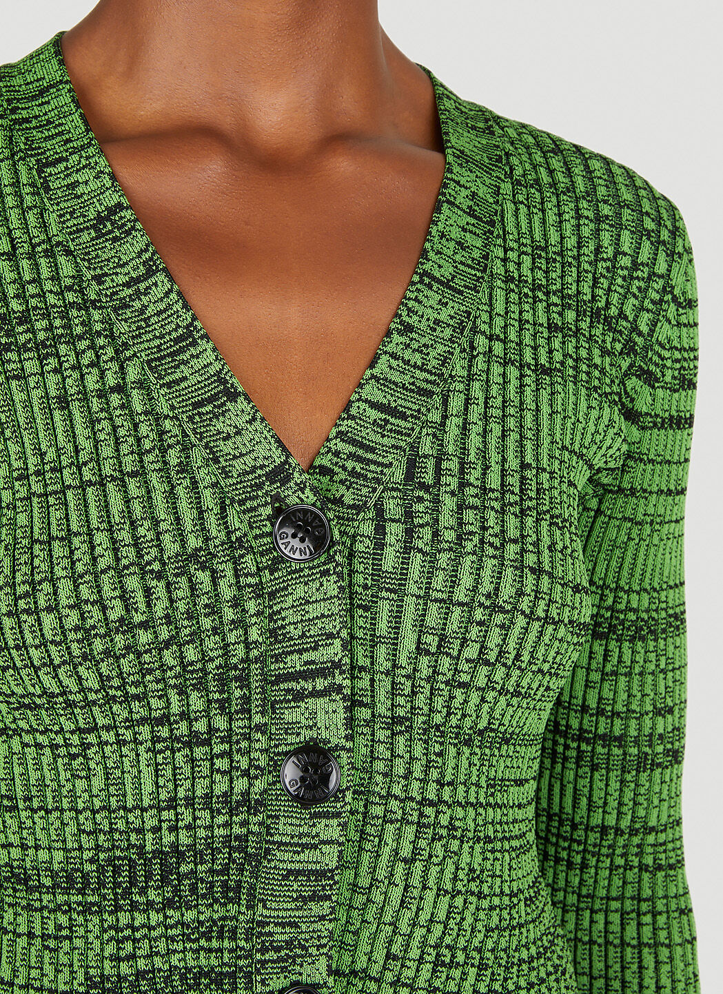 GANNI Ribbed Cardigan in Green LN CC