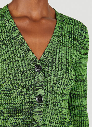 GANNI Ribbed Cardigan Green gan0251013