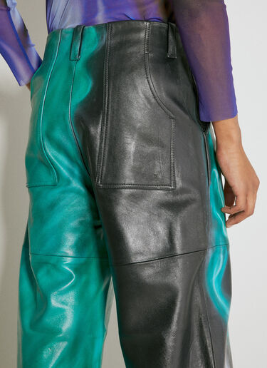 Gerrit Jacob Wide Leg Graphic Leather Pants Green gjb0154008