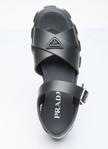 Prada Logo Plaque Rubber Sandals Black pra0256025