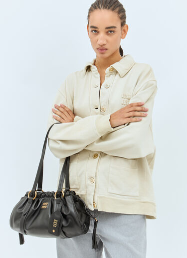 Miu Miu Joie Nappa Leather Shoulder Bag Black miu0258043
