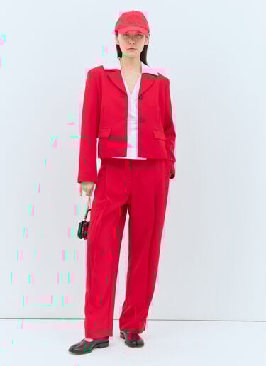 GANNI Fitted Twill Blazer Red gan0257022