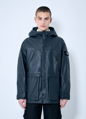 Stone Island Leather Organza Hooded Jacket Black sto0160001