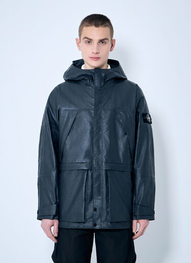 Stone Island Leather Organza Hooded Jacket Black sto0160001