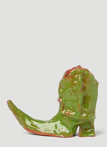 LA WALKER Set of Two Cowboy Boots Candle Holders Green law0348009