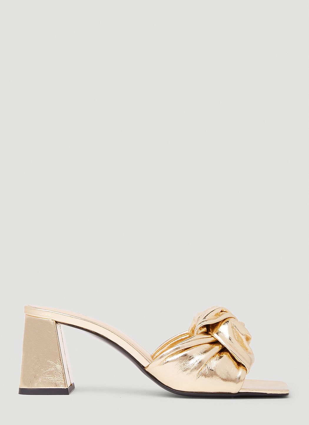 BY FAR Women s Lamar Parchment Heeled Sandals in Gold LN CC