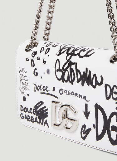 Dolce & Gabbana Logo Scribble Shoulder Bag White dol0250027