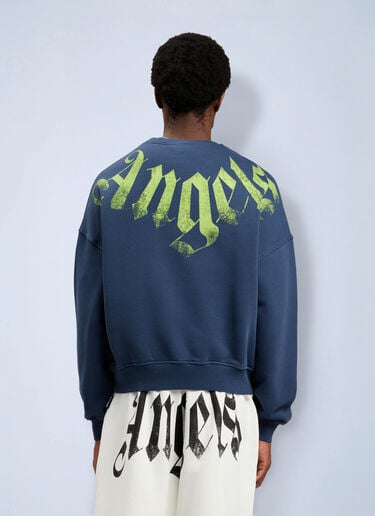 Palm Angels Big Neck Logo Loose Sweatshirt Blue pma0164046