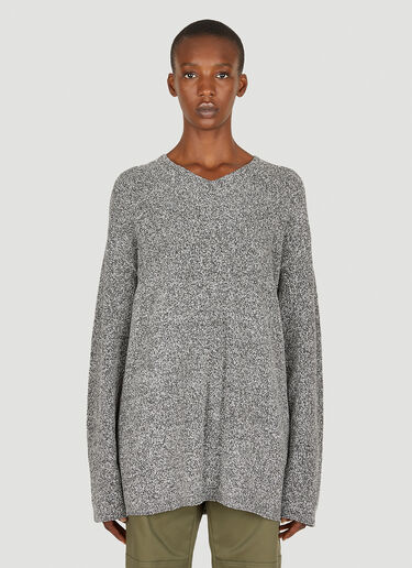 Dion Lee Marled Boucle V-Neck Sweater Grey dle0349006