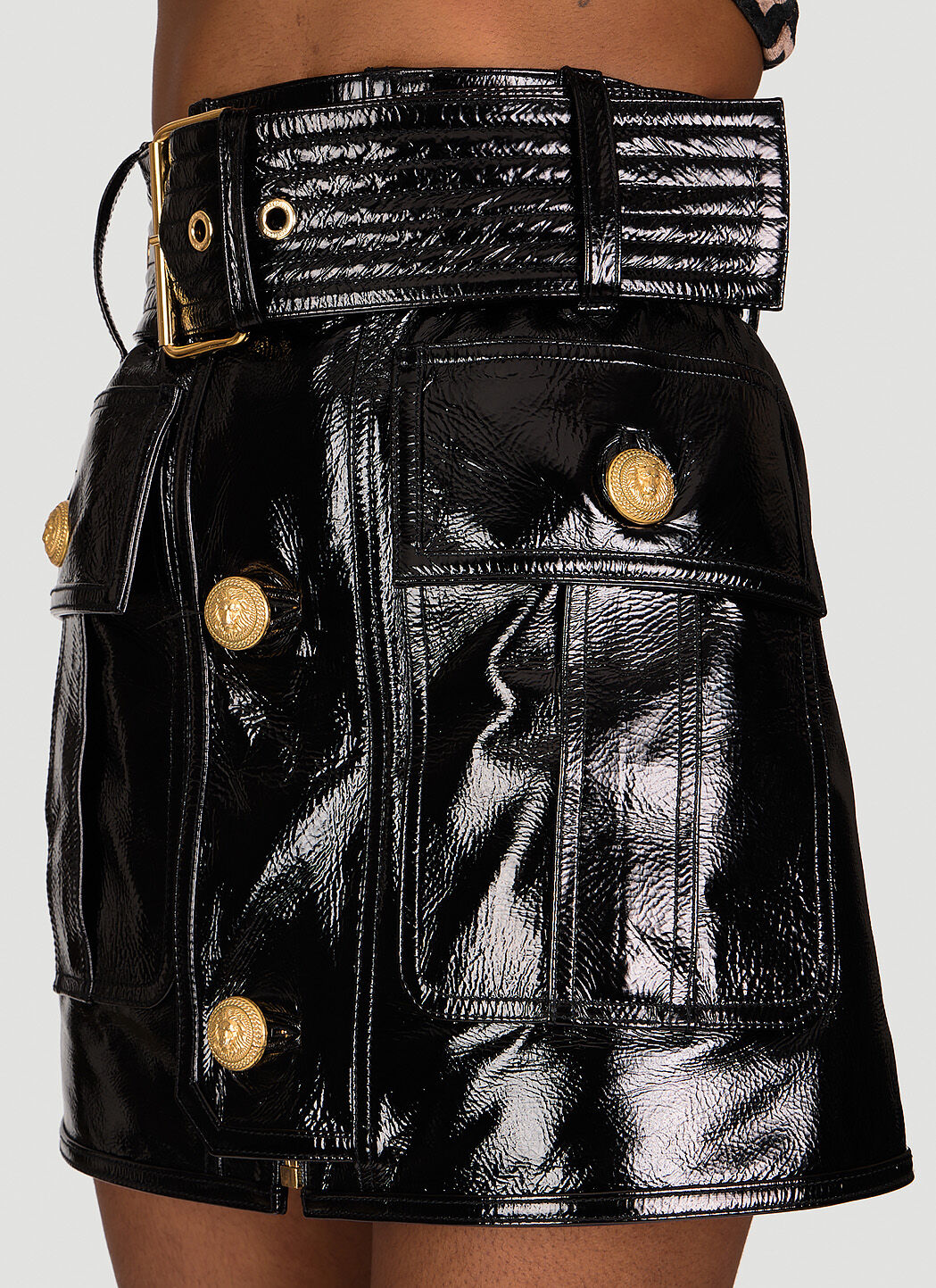 Black patent leather mini skirt hot sale