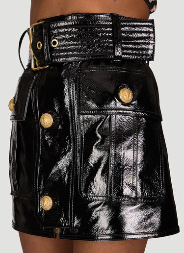Balmain Patent Leather Mini Skirt Black bln0253008