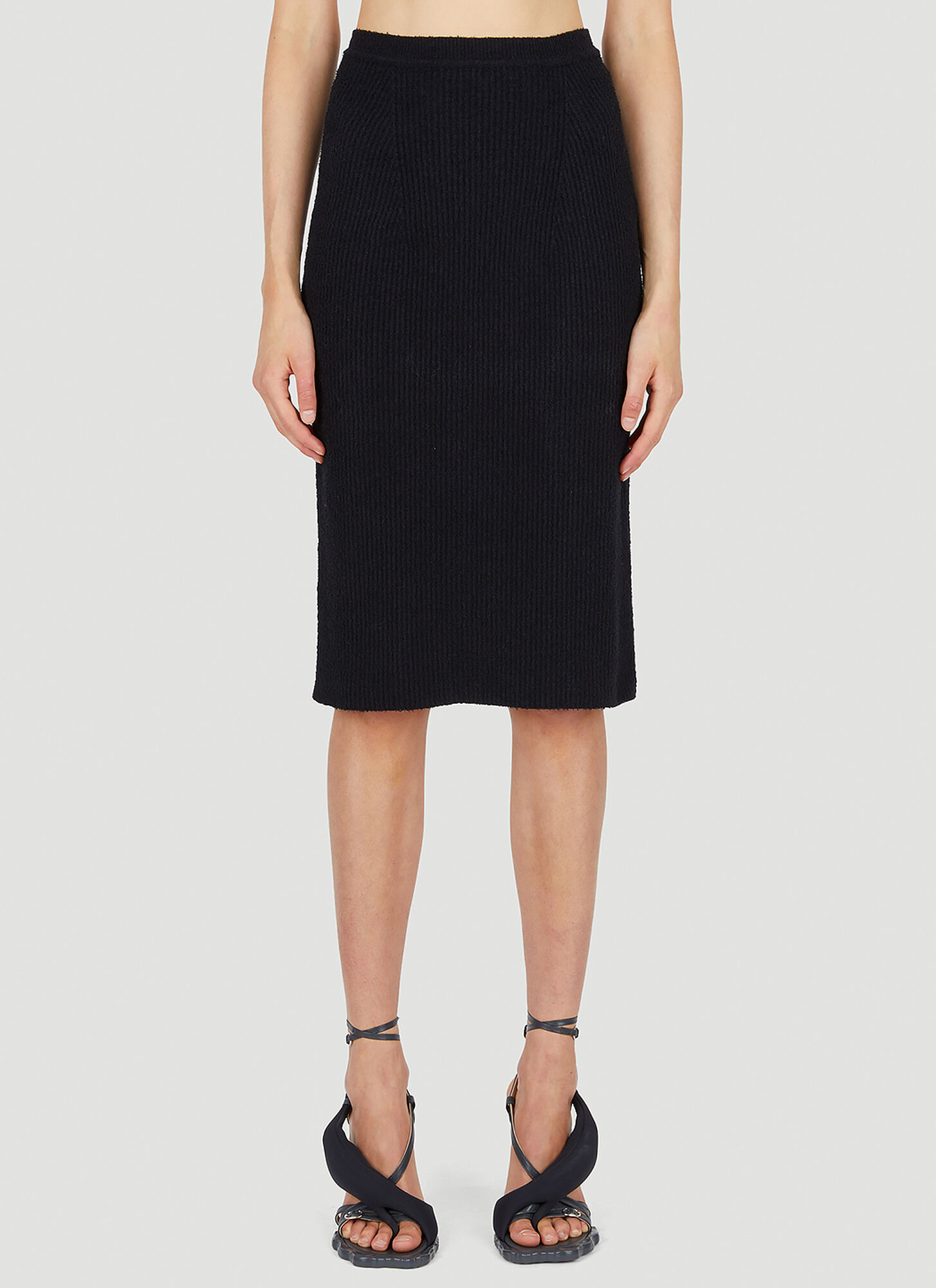 Wardrobe.nyc Ribbed-knit Cotton-blend Tube Midi Skirt In Black