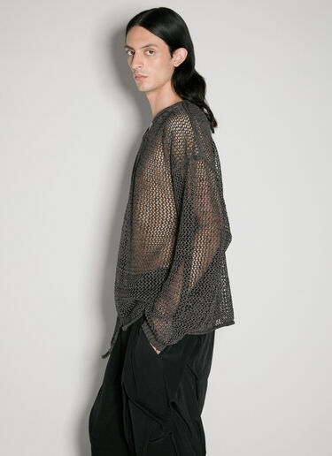 Yohji Yamamoto Uneven Open-Knit Sweater Black yoy0156009