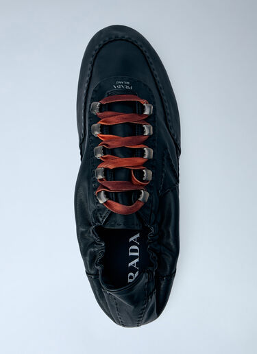 LN-CC® - Prada: Collapse Antiqued Nappa Leather Sneakers - Black Prada Collapse Antiqued Nappa Leather Sneakers Black pra0166220