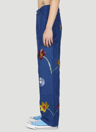 Sky High Farm Workwear Embroidered Cargo Pants Dark Blue skh0352008