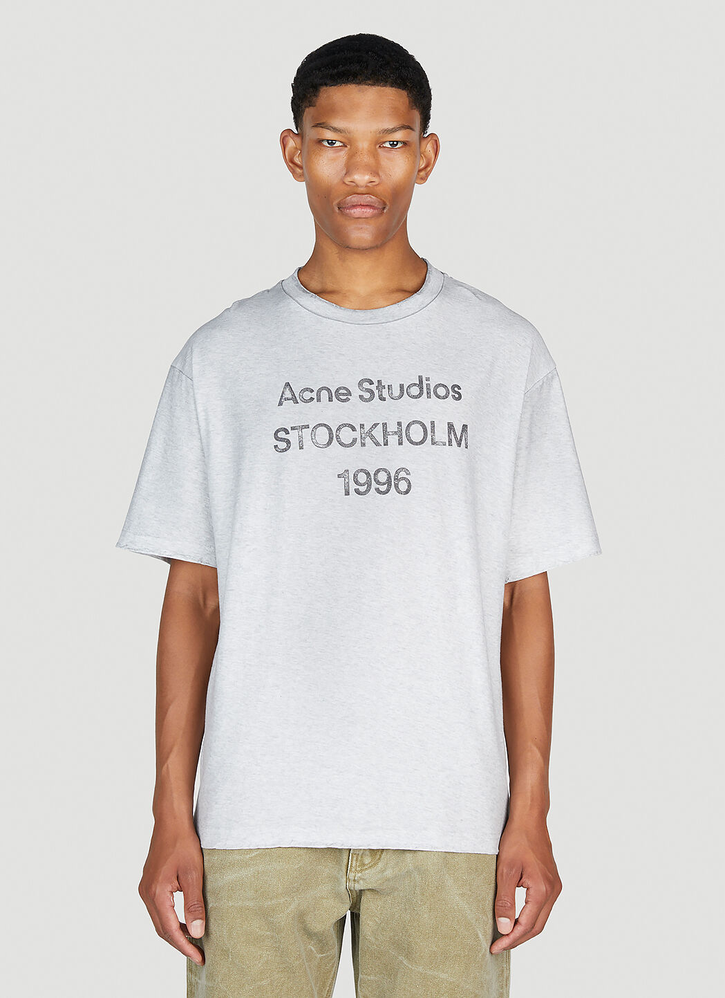 Acne Studios Men s Logo Print T Shirt in Light Grey LN CC