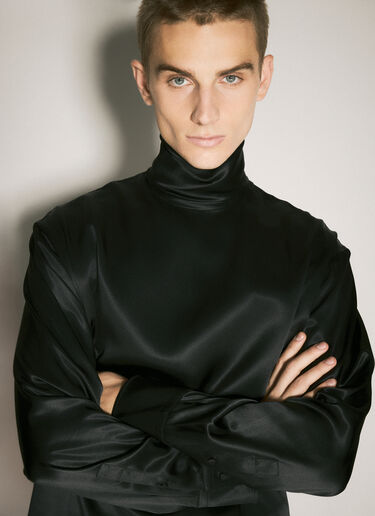 Dolce & Gabbana Loose Silk Turtleneck Top Black dol0158003