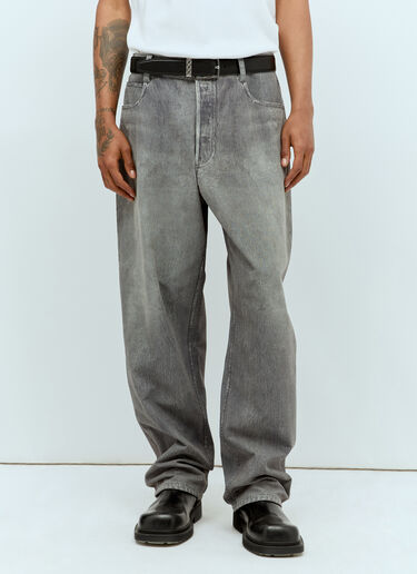Bottega Veneta Printed Denim Leather Pants Grey bov0157002